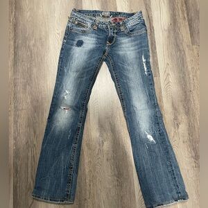 Express ReRock Los Angeles Bootcut Distressed Jeans